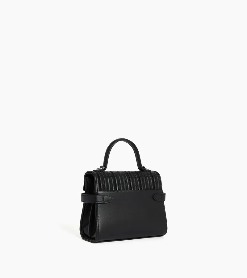 Petit sac à main double rabat Emilie en cuir tressé réemployé