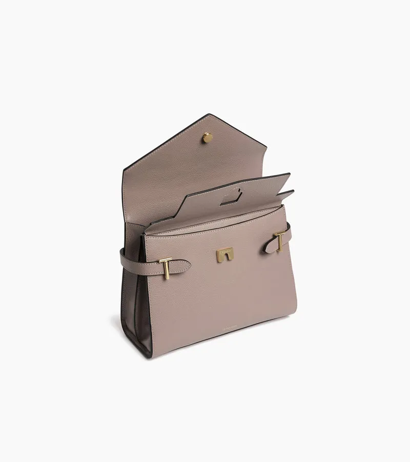 Sac à main double rabat moyen modèle Emilie en cuir grainé