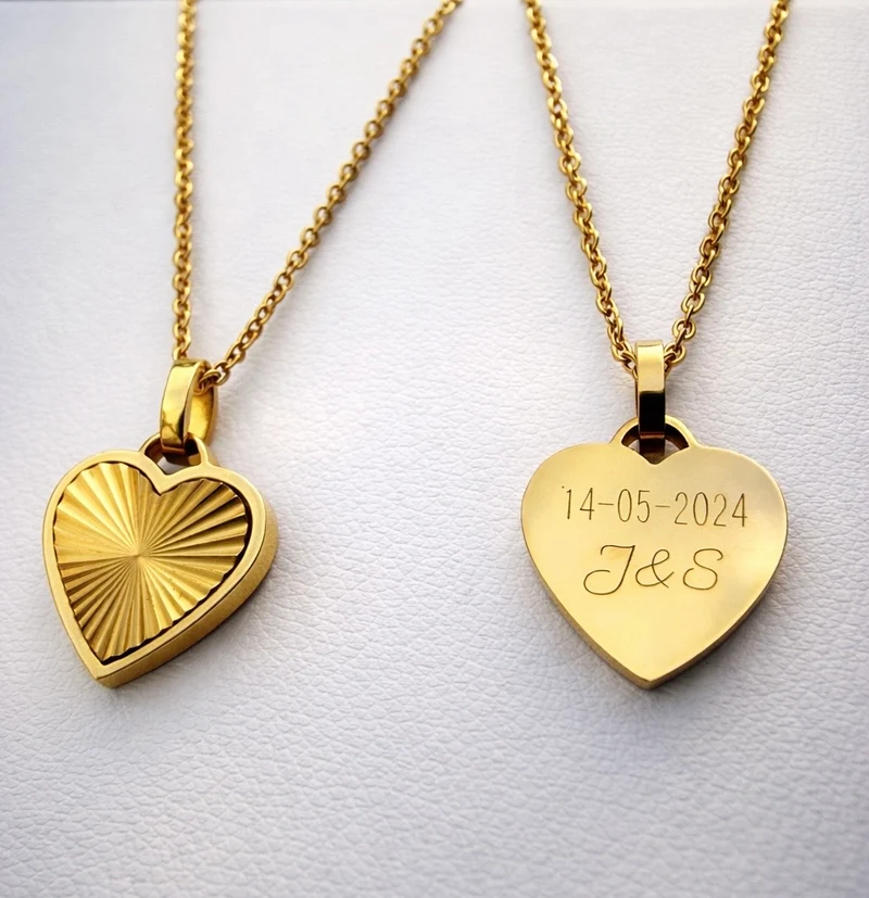 Sunray heart necklace gold