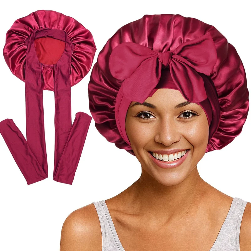 SOHO Makena Satin-Haube – Burgunderrot