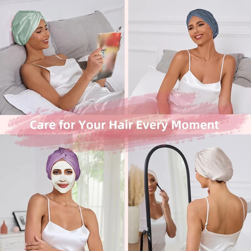 SOHO Seiden-Satin-Turban-Haube – Rosa