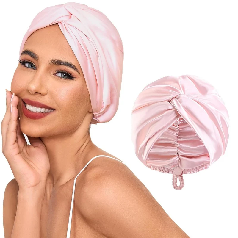 SOHO Seiden-Satin-Turban-Haube – Rosa