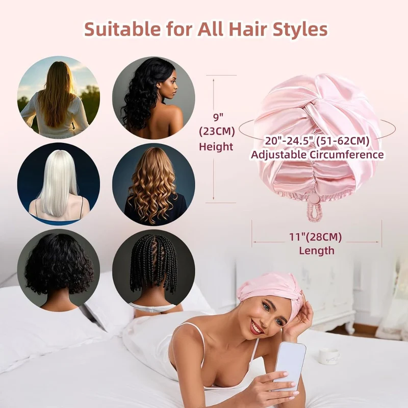 SOHO Seiden-Satin-Turban-Haube – Rosa