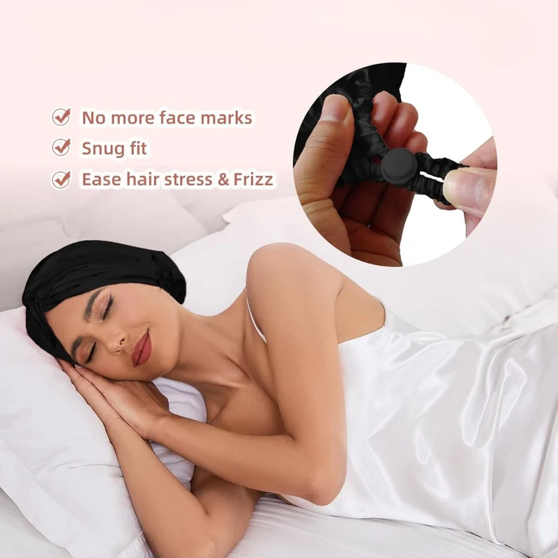 SOHO Seiden-Satin-Turban-Haube – Schwarz