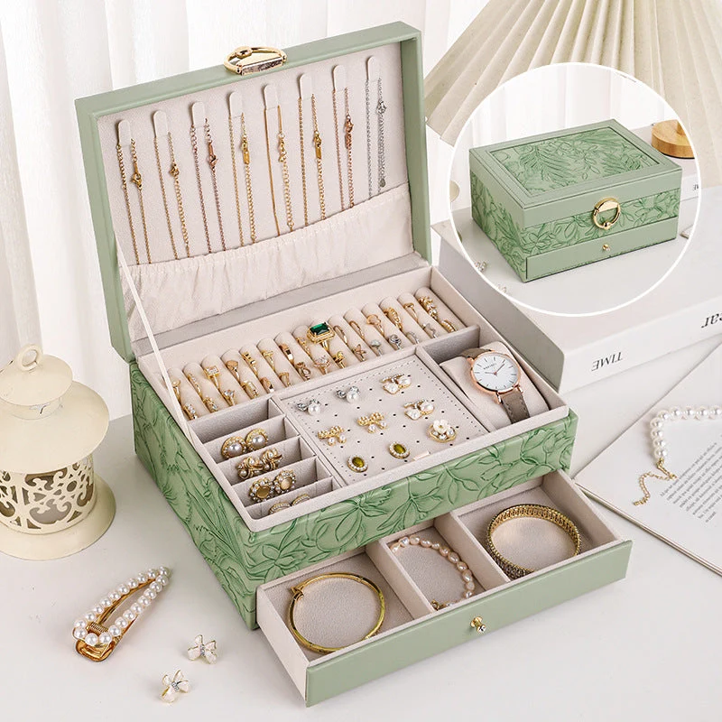 Schmuckkästchen aus PU-Leder mit Blumenmotiv