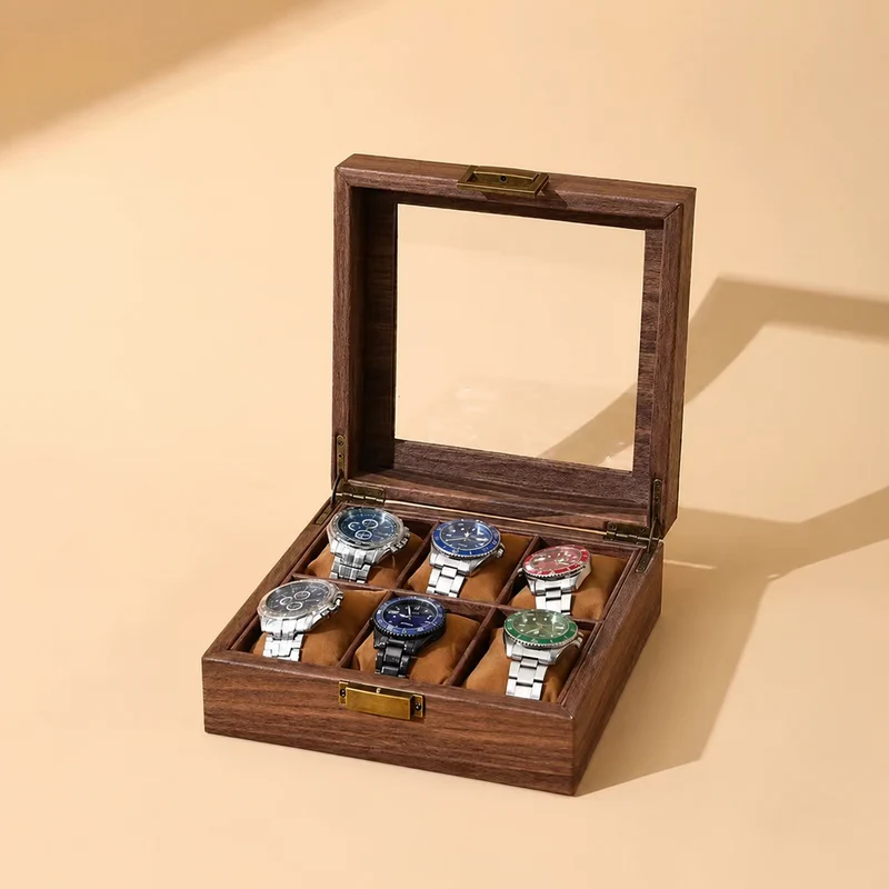 Holz Uhrenbox für 6 Uhren