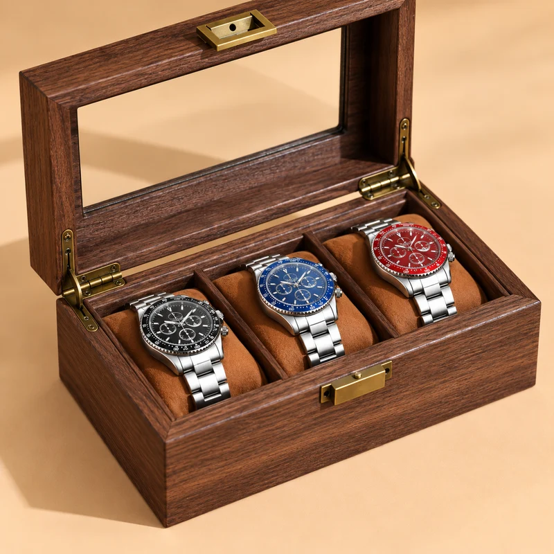 Holz Uhrenbox für 3 Uhren