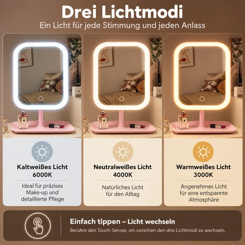 Kleiner Kosmetikspiegel mit LED-Beleuchtung