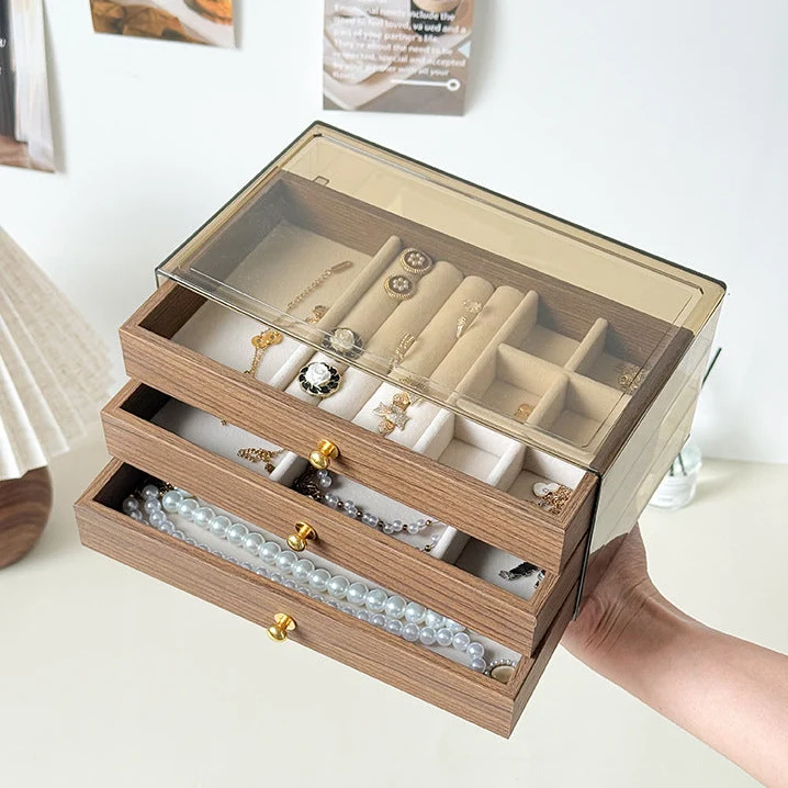 (Neu) Luxuriöse Schmuckschatulle aus Holz mit Schubladen