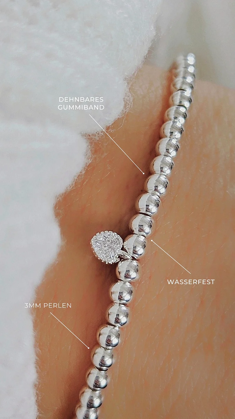 Pure Silver Herz Perlenarmband