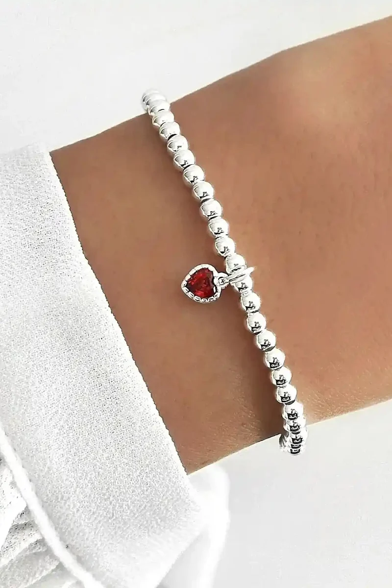 Pure Silver Herz Perlenarmband