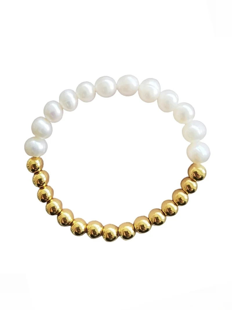 Süßwasserperlen Armband Gold