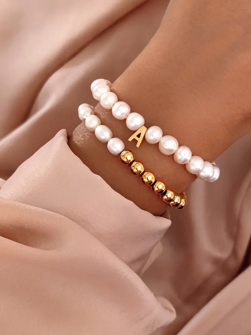 Süßwasserperlen Armband Gold