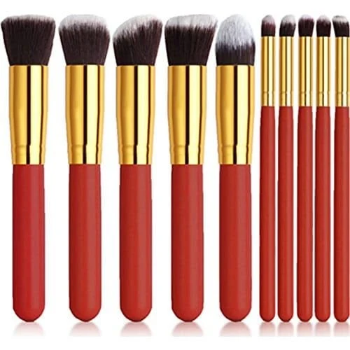 Make-up-Pinselset PRO, 10-teilig mit goldfarbenem Finish