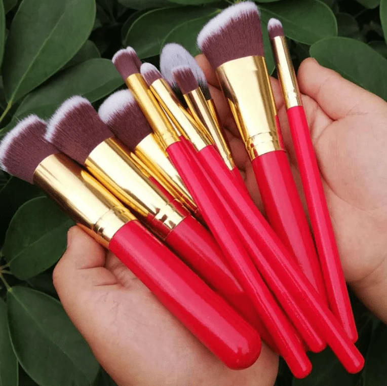 Make-up-Pinselset PRO, 10-teilig mit goldfarbenem Finish