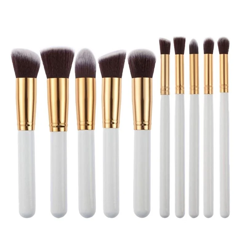 Make-up Pinsel Set – PRO – Weiß / goldfarben – 10er Pack