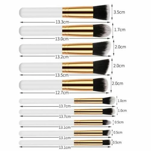 Make-up Pinsel Set – PRO – Weiß / goldfarben – 10er Pack