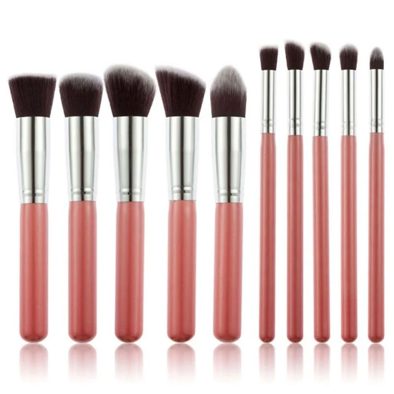 Make-up-Pinselset PRO, 10 Stück in Rosé und Silber