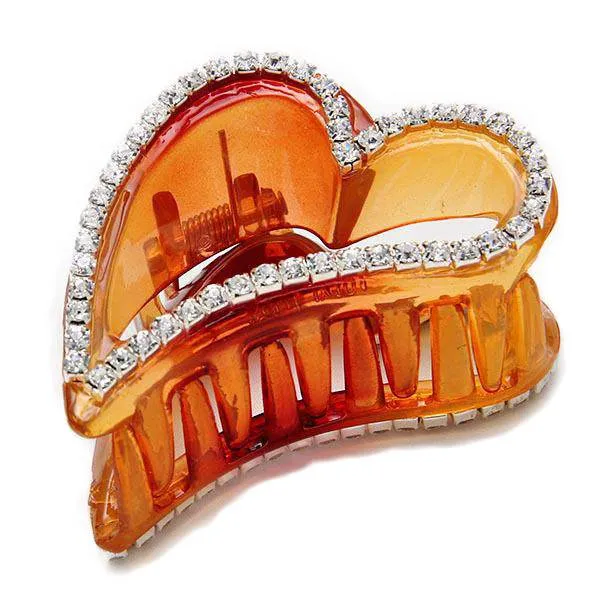 Haarspange – Peach Tortoise mit Strasssteinen – 5 cm