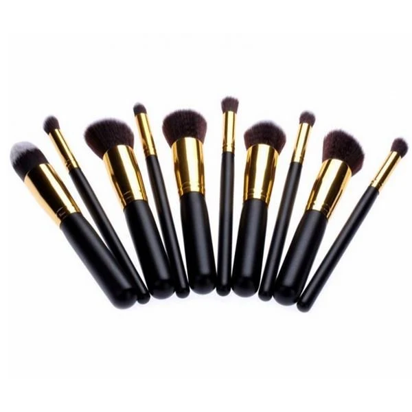 PRO Make-up Pinsel Set Schwarz/Gold - 10-teiliges Profi-Set