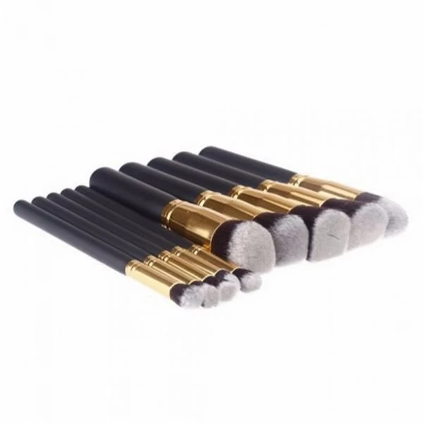 PRO Make-up Pinsel Set Schwarz/Gold - 10-teiliges Profi-Set