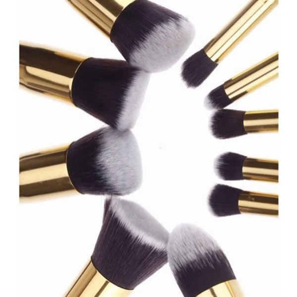 PRO Make-up Pinsel Set Schwarz/Gold - 10-teiliges Profi-Set