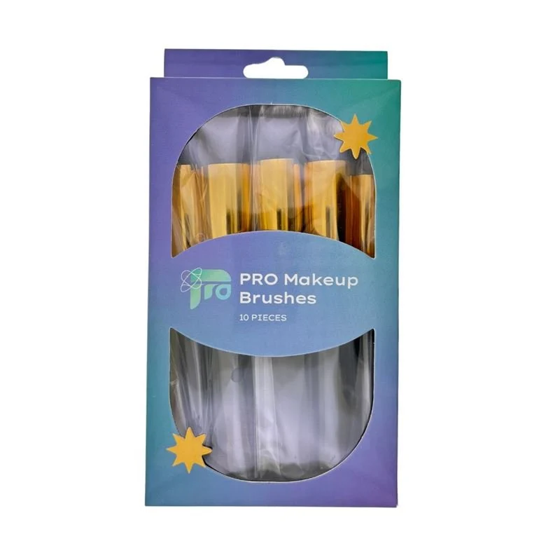 PRO Make-up Pinsel Set Schwarz/Gold - 10-teiliges Profi-Set