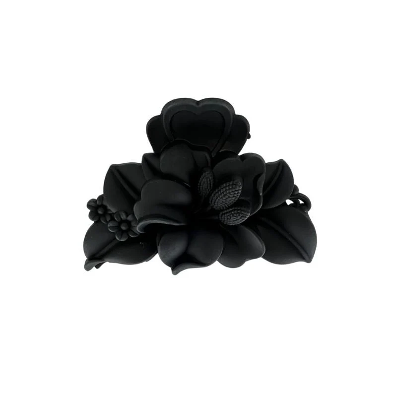 Haarspange mit Blumen-Motiv – Schwarz