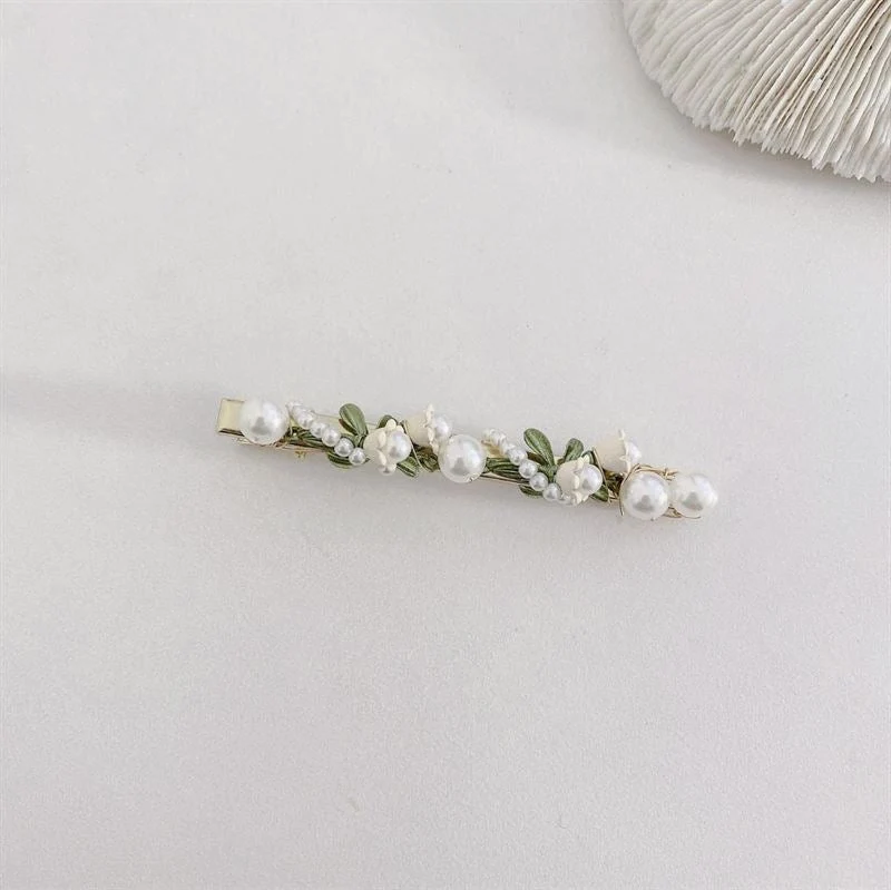 Haarspange Chris Rubin Amana – goldfarben mit Blumen & Perlen
