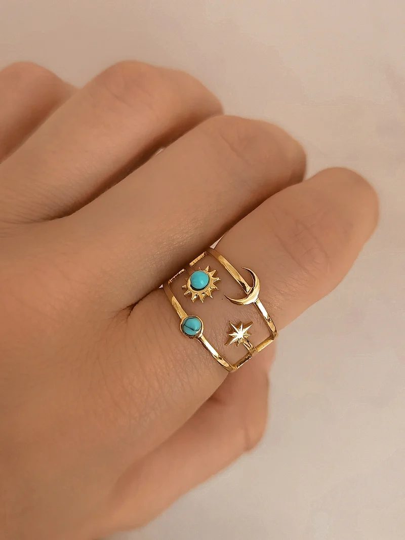 Sonne Mond Sterne Ring
