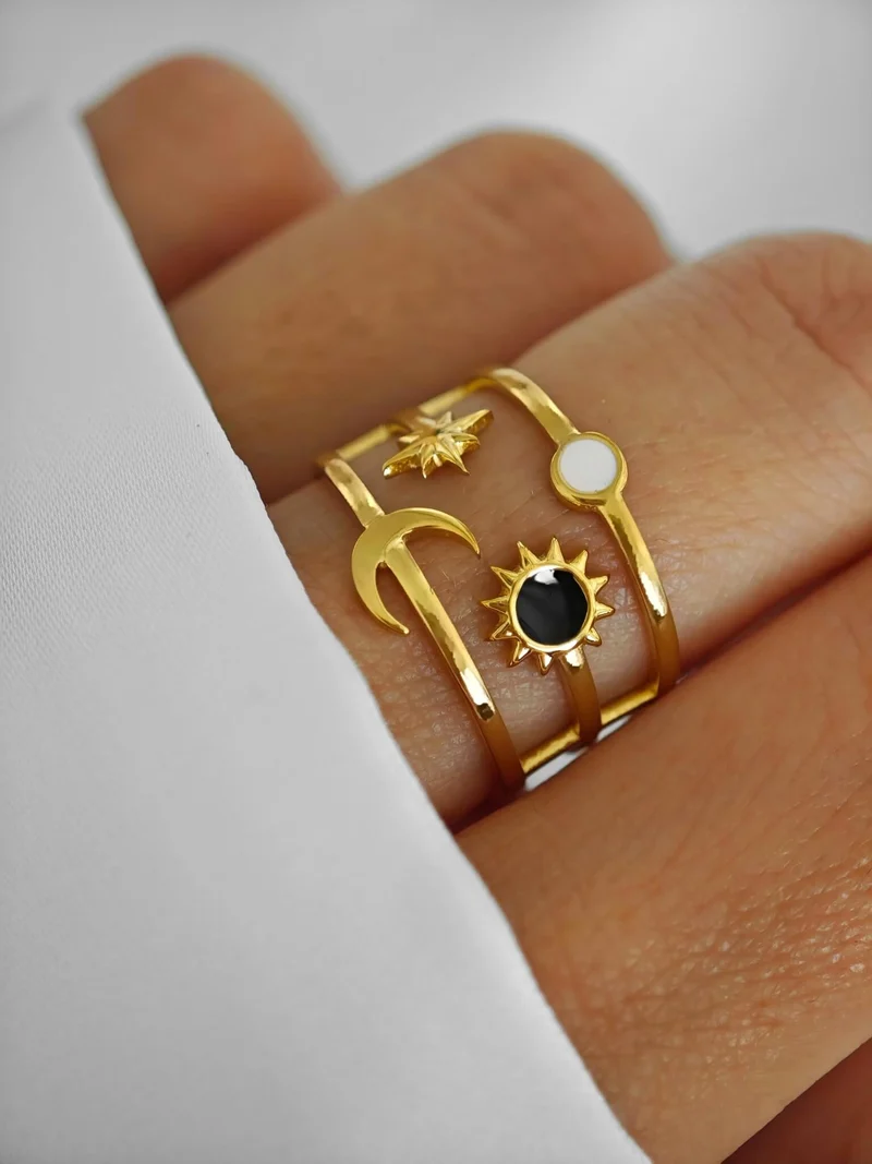 Sonne Mond Sterne Ring