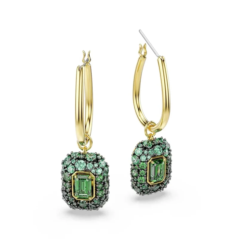 Swarovski Sublima Glam Ohrringe in Goldoptik mit grünem Kristall 5752890