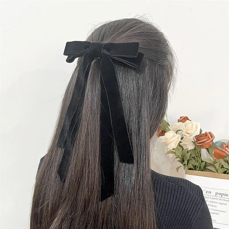 Soho Vania Velvet Bow Hair Clip - Schwarz