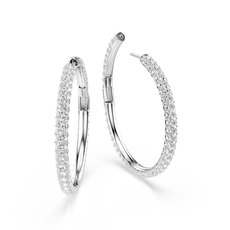 Swarovski Dextera Runde silberfarbene Creolen 5754156