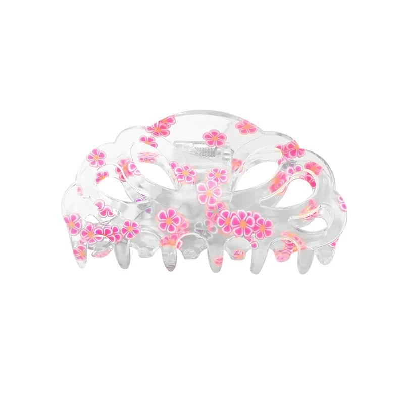 Chris Rubin Haarspange – pink mit Blumenmuster