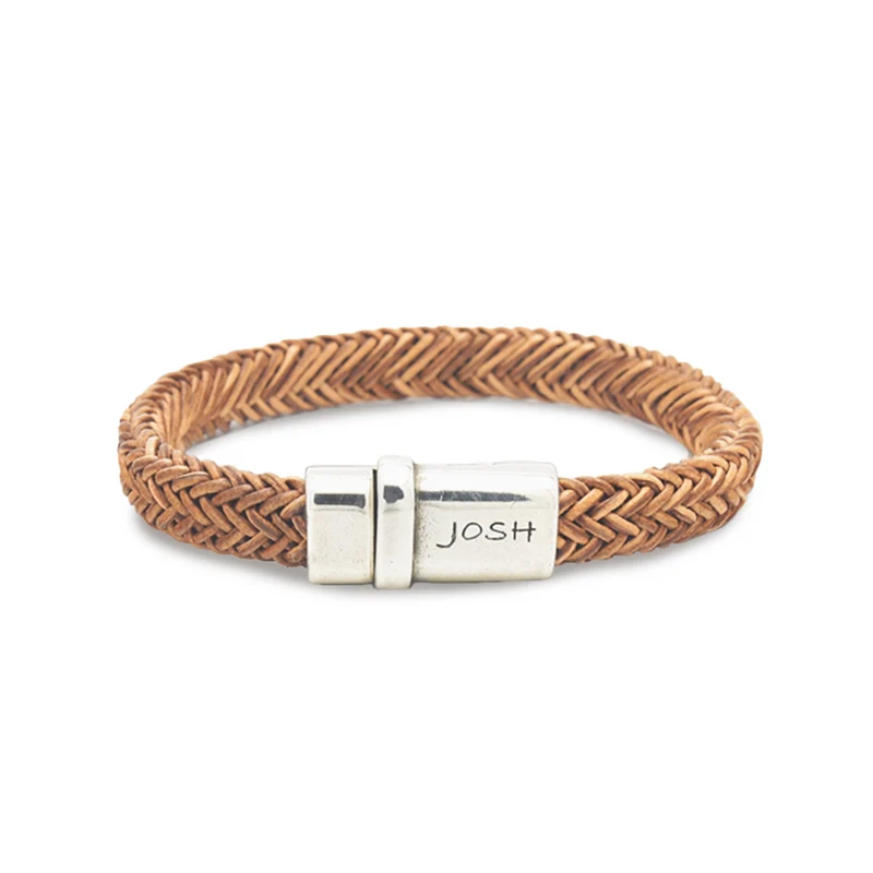 Josh Cognac Natural Stone Bracelet 09332SL/CGNC/MED