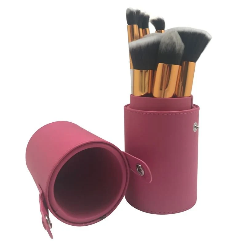 Make-up-Pinsel 10 Stück im Lederetui - Rot