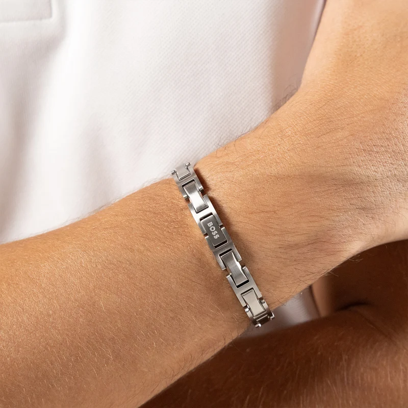 Hugo Boss Edelstahl Silberfarbenes Herren Gliederarmband HBJ1580792