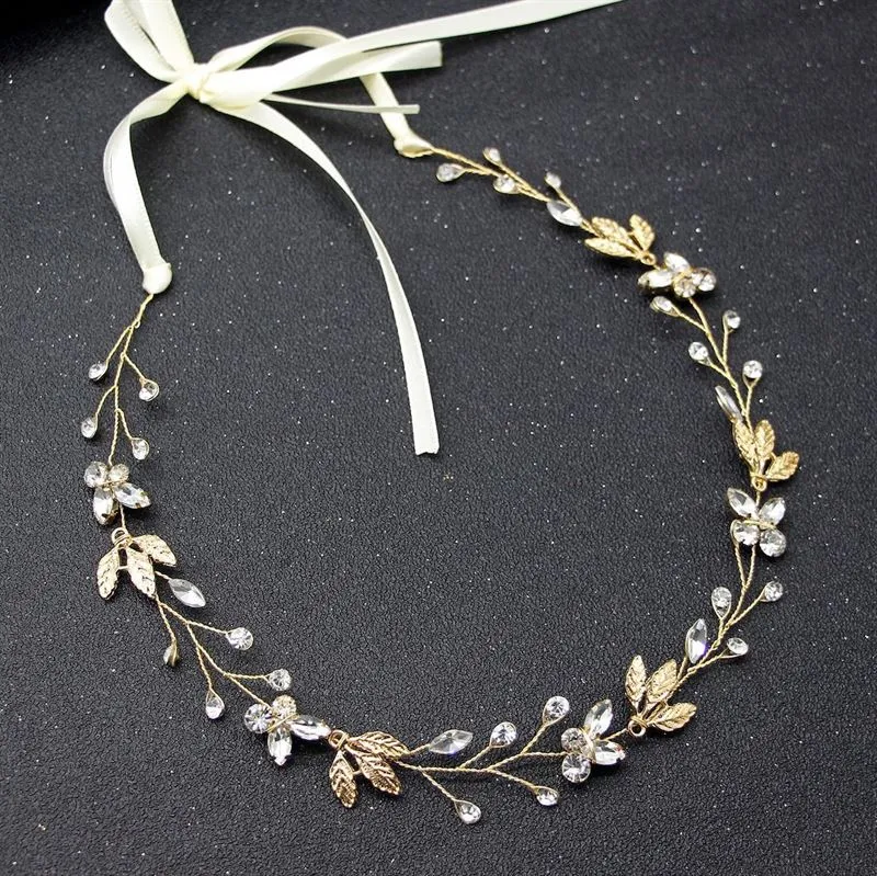 Haarspange – goldfarben mit Strass und Kristall