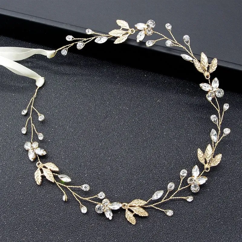 Haarspange – goldfarben mit Strass und Kristall