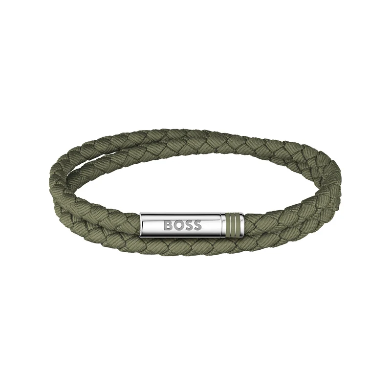 Hugo Boss Synthetische Faser Grünes Herren Geflochtenes Armband HBJ1580797
