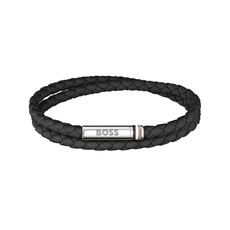 Hugo Boss Synthetische Faser Schwarzes Herren Geflochtenes Armband HBJ1580796
