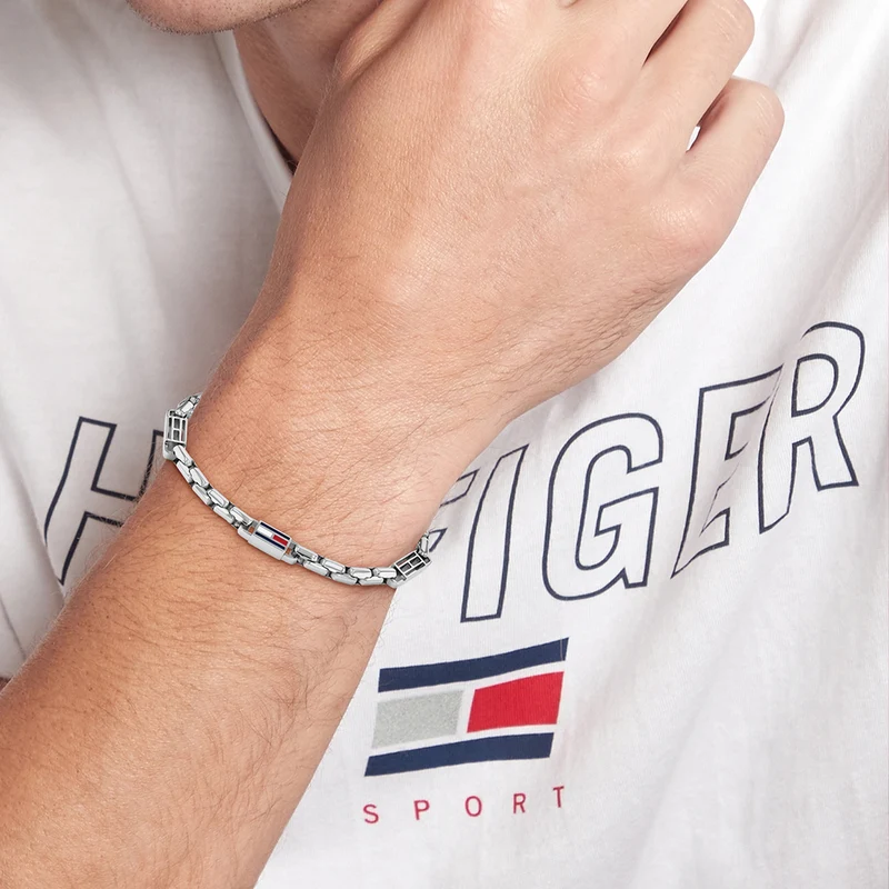 Tommy Hilfiger Edelstahl Silberfarbenes Herren Gliederarmband TJ2790674