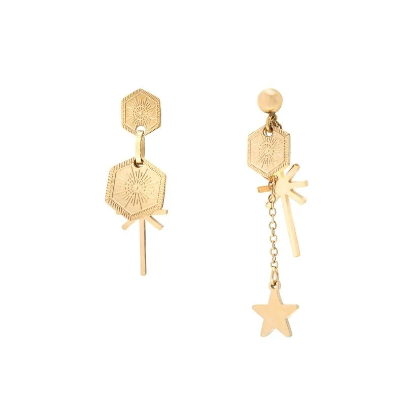 SOHO Ohrringe – goldfarben mit Sonne & Stern Design