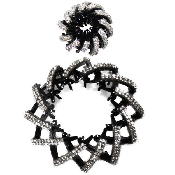 Pferdeschwanz-Spiralspange – Silber mit Strass