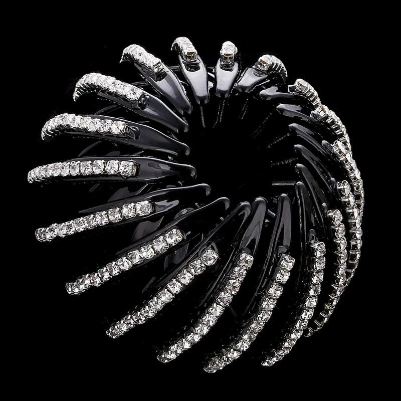 Pferdeschwanz-Spiralspange – Silber mit Strass