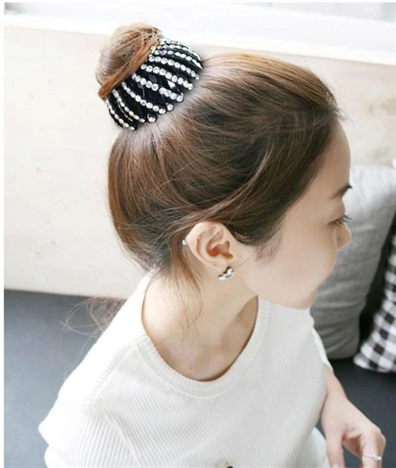 Pferdeschwanz-Spiralspange – Silber mit Strass