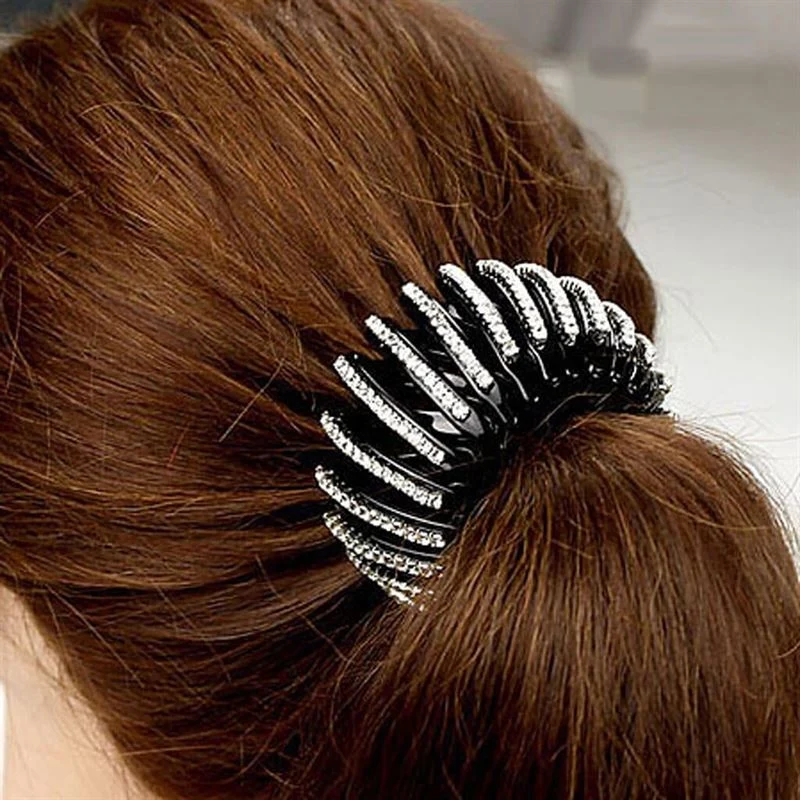 Pferdeschwanz-Spiralspange – Silber mit Strass