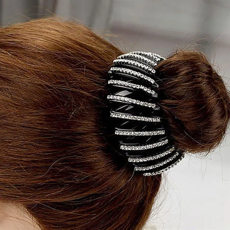 Pferdeschwanz-Spiralspange – Silber mit Strass