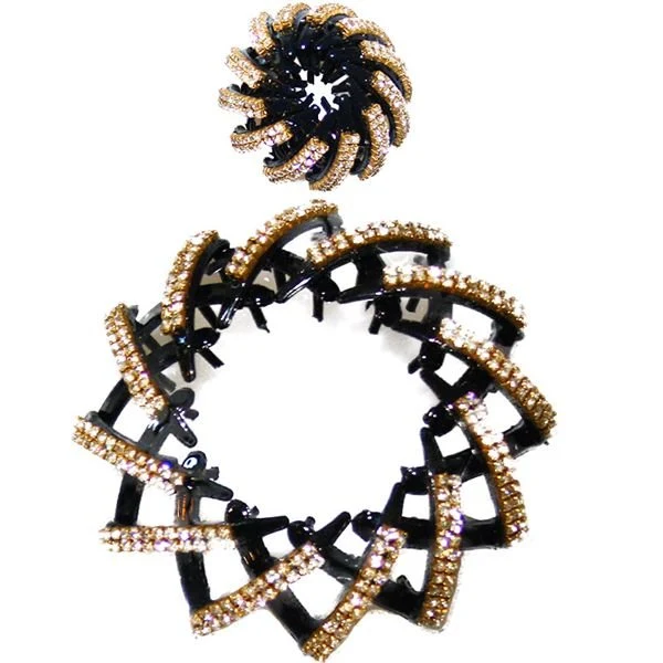 Pferdeschwanz-Spiralspange – goldfarben mit Strass
